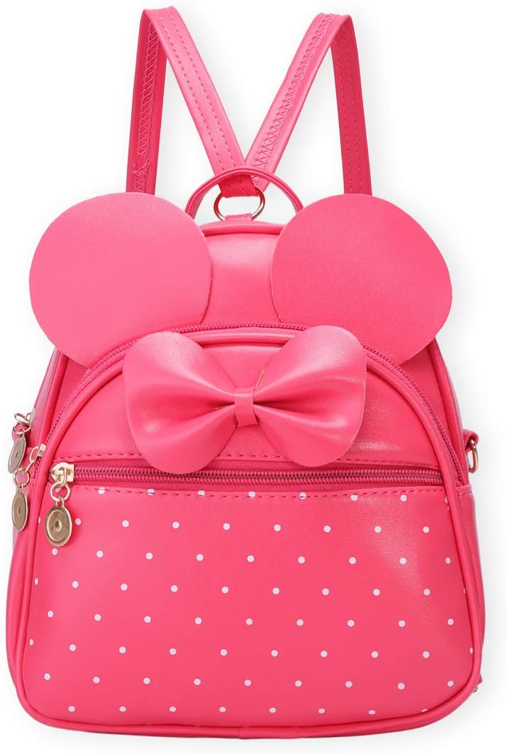 KL928 Girls Mini Backpack Bowknot Polka Dot Cute Small Daypacks Convertible Shoulder Bag Purse for Women - Image 1